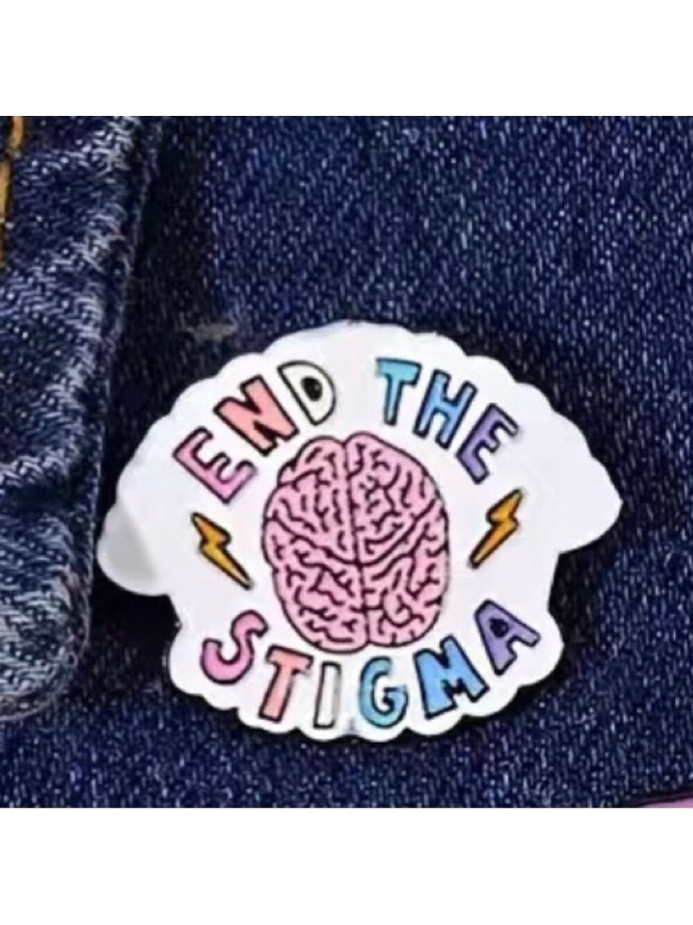 End the Stigma Mental Health colorful enamel cartoon pin lapel brooch - Picture 8 of 14